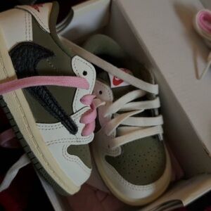 Travis Scott Kids Olive and Cream Sneakers
